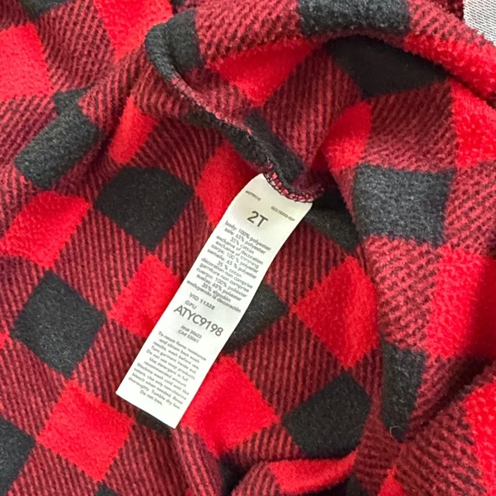 Carter's Red and Black Plaid Moose Footie size 2T